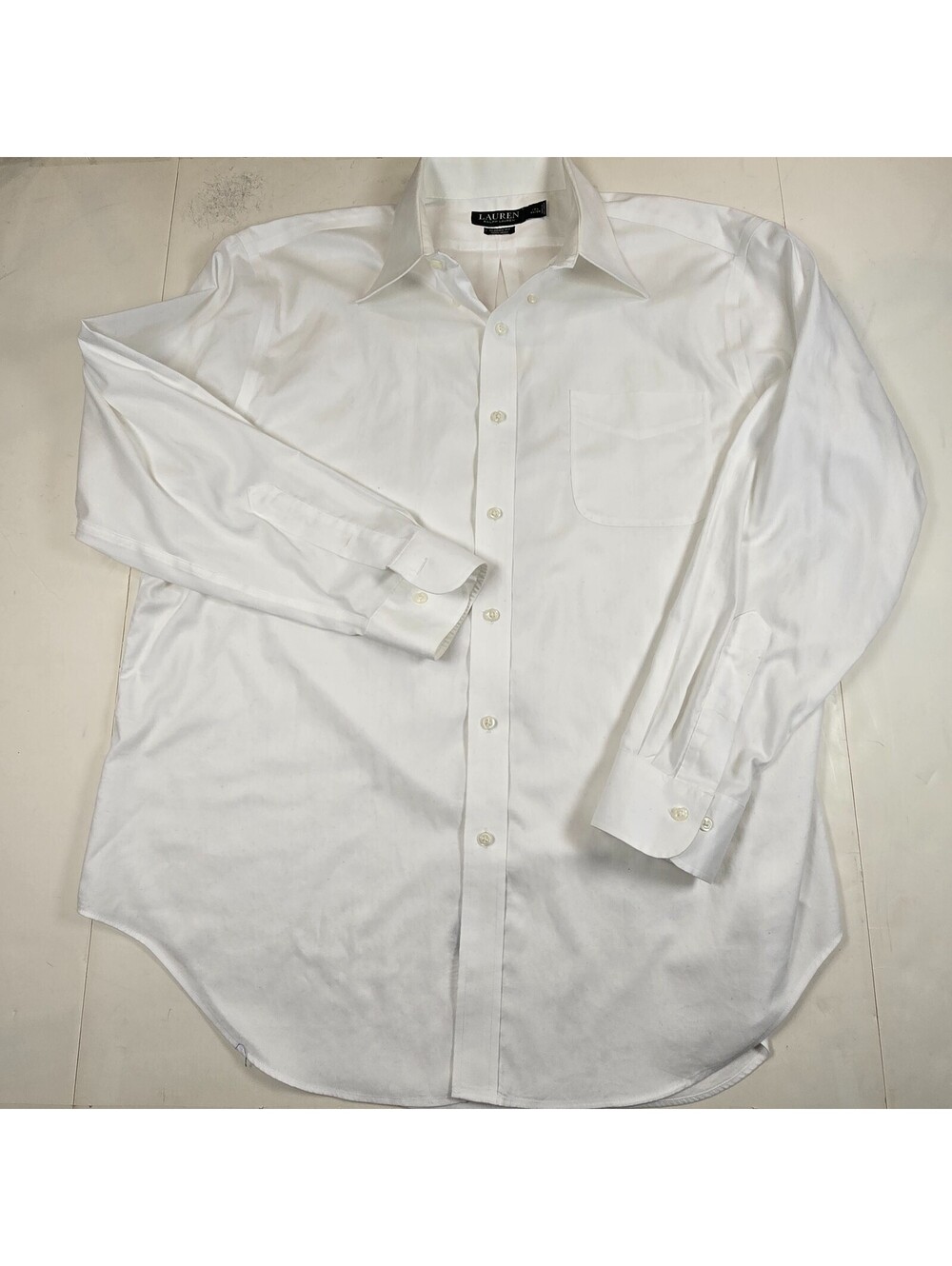 Lauren Ralph Lauren White Men Classic Fit Non Iron Dress Shirt Size 17 1/2 34/35